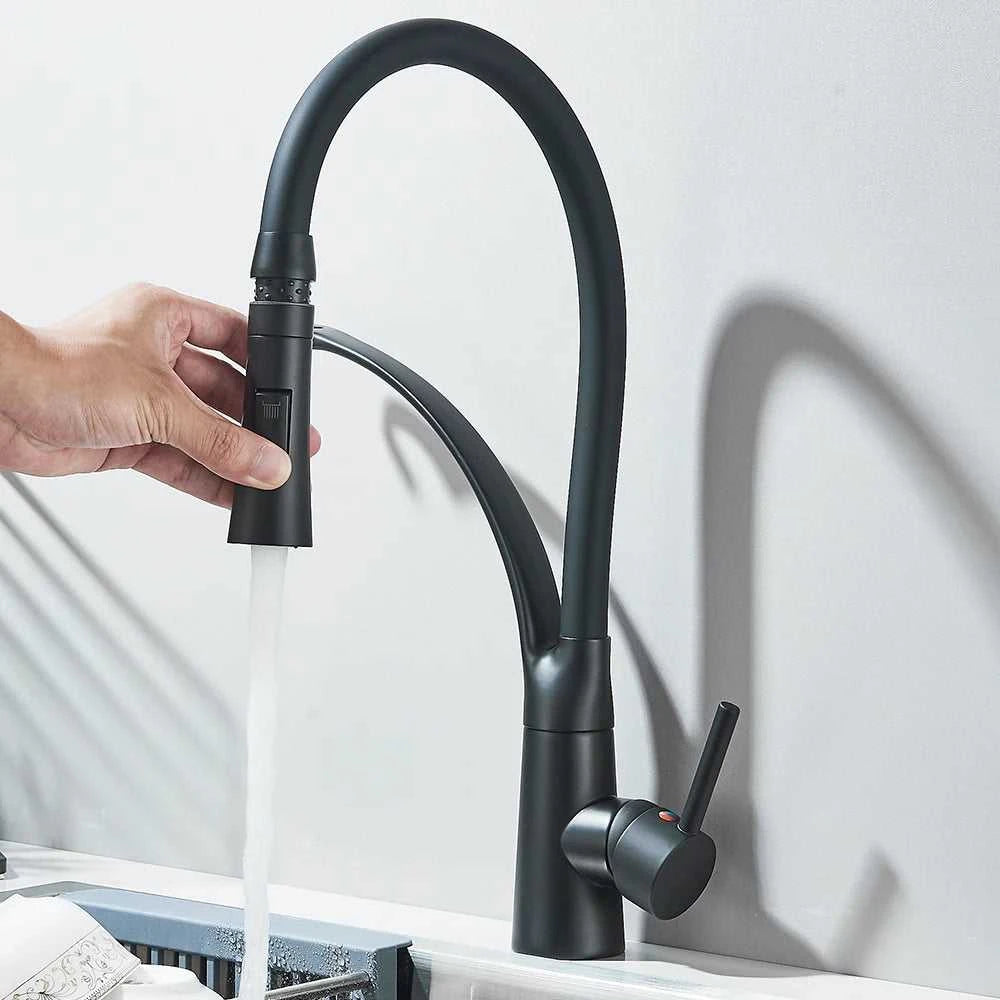 Black Rubber Kitchen Faucet Mixer Tap Rotation Pull Down Stream Sprayer Taps Hot Cold Water Tap One Handle Kitchen Tap The jack market .AU The jack market .AU Home $ 88 14:193#Matte Black;200007763:201336106