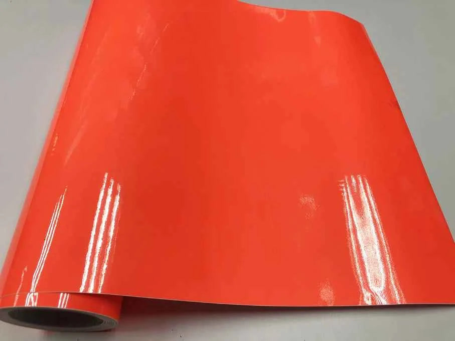 Premium Car Styling Glossy Fluorescent Yellow Vinyl Sticker Glossy Fluorescent yellow Vinyl Wrap Self Adhesive Sticker