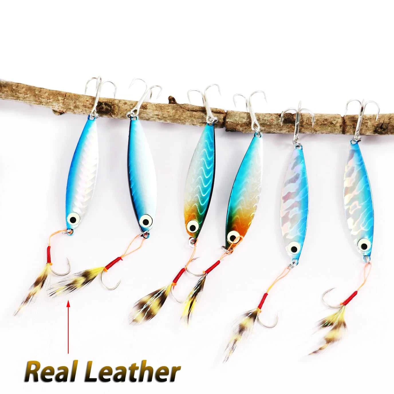Fishing Lures Metal Jig Spinning Spoon Feather Carbon Hook Hard Artificial Bait Luminous Eye Sinking Casting Bass Tackle Pesca The jack market .AU The jack market .AU Fishing Gear $ 21 14:29#Fishing Lure A