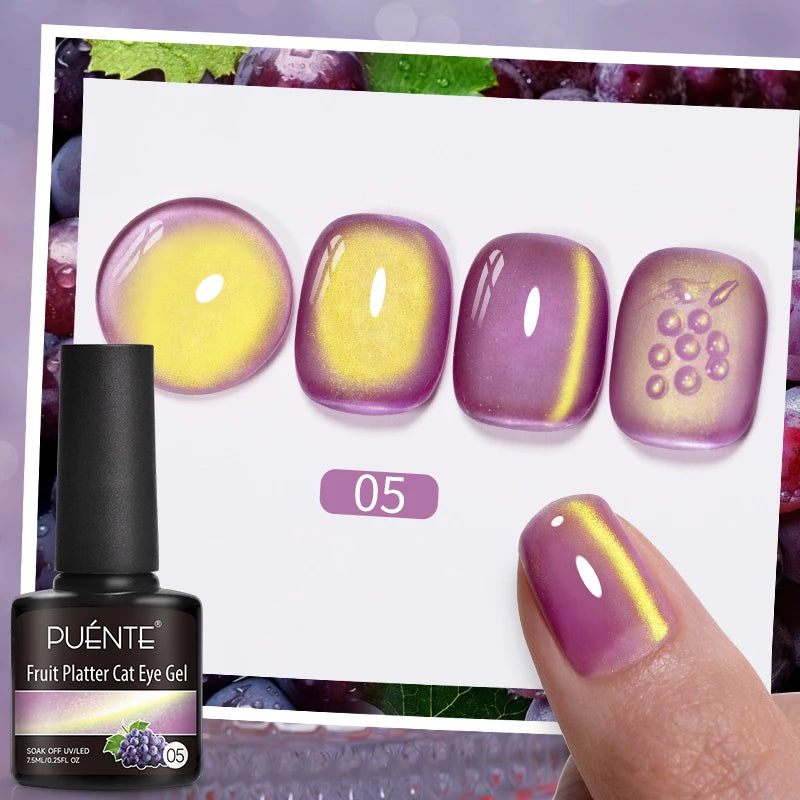 PUENTE Cat Eye Magnetic Gel Nail Polish - Vibrant Starry Galaxy Effect, Soak Off UV, 7.5ML