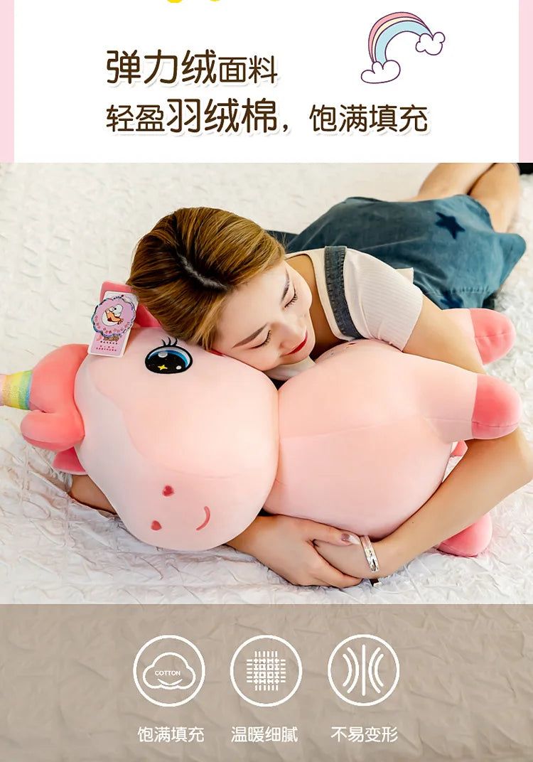 Cute Pink Unicorn with Wings Plush Toy Doll Soft Stuffed Kawaii Animals Princess Cartoon Pillow Cushion Birthday Gift for Girl
