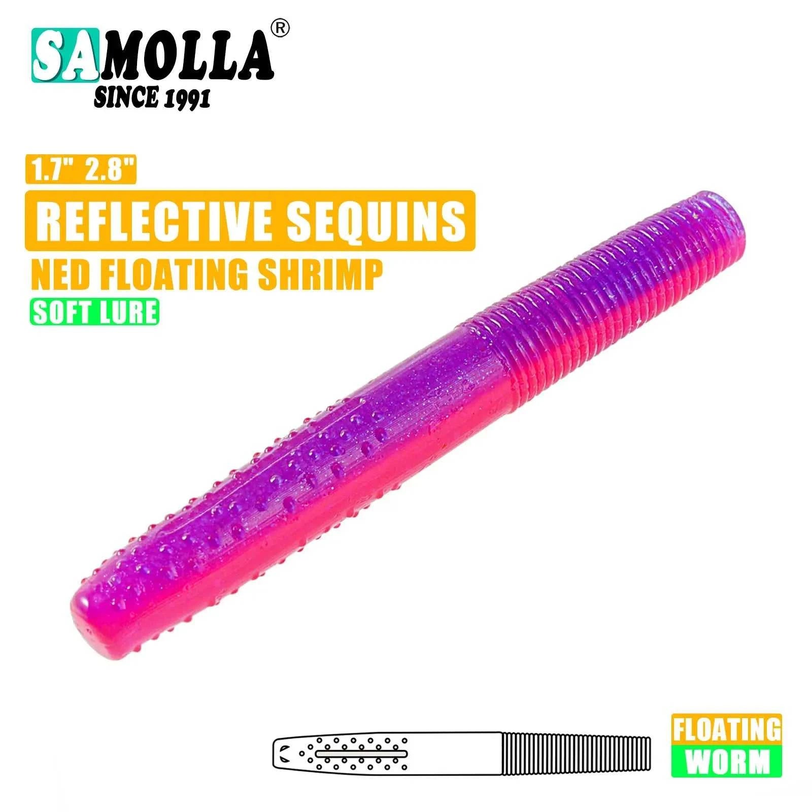 SAMOLLA Floating Worms Bass Fishing Lure Soft Plastic Artificial Bait Ned Wacky Rig Tpe Floating Weightless Leurre Souple Wobble The jack market .AU The jack market .AU Fishing Gear $ 21 14:29#A;5:100014443#4CM 10PCS