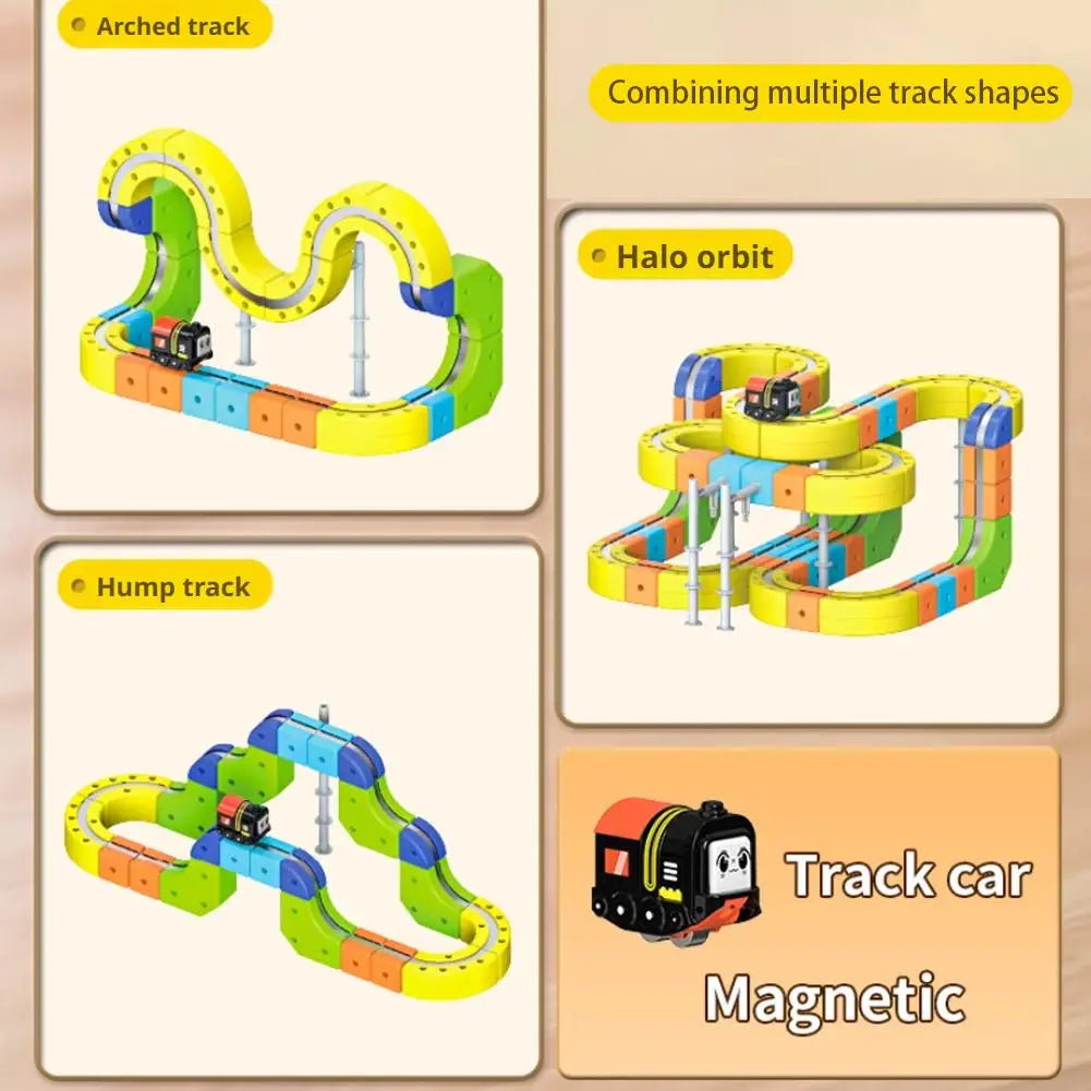 62/105/167PCS Magic Track Cube ChildrenS Educational High-Speed Rail Train Toy Boys And Girls Intellectual Diy Building Blocks