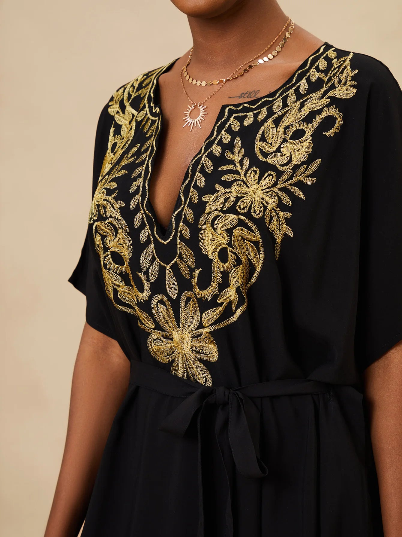 Embroidered Bathing Suit Kaftan Dresses Summer Outfit for Women Swimsuit Cover Ups Beach Caftan Maxi Dress