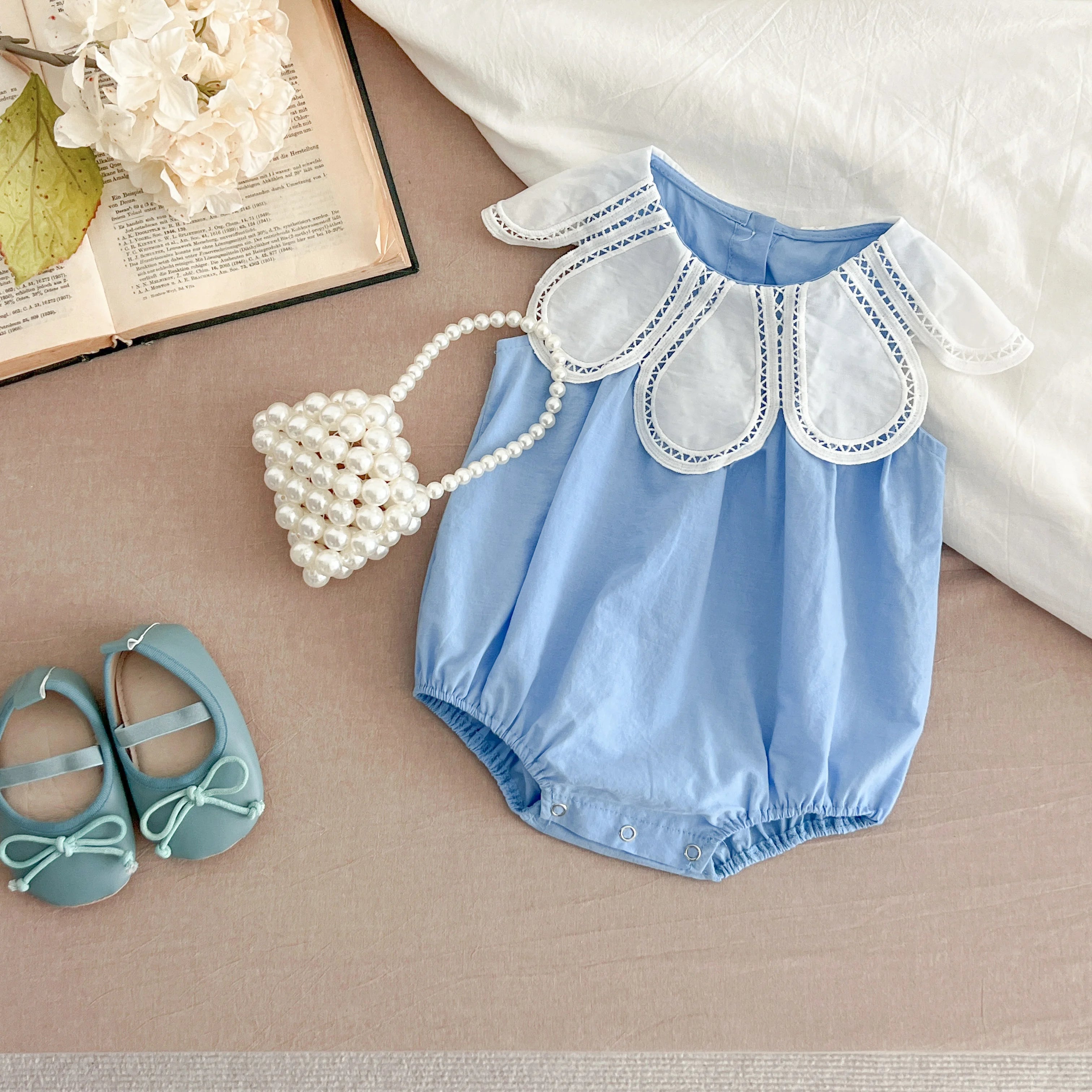 Sisters Dress Summer Kids Princess Dresses Short Sleeved Cotton Solid Color Splicing Infant Baby Romper Baby Girl Party Dress