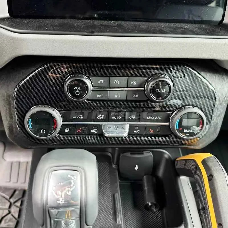 Center Console Air Conditioning Switch Panel Decoration Cover Trim for Ford Bronco 2024 2025 Interior ABS Carbon Fiber