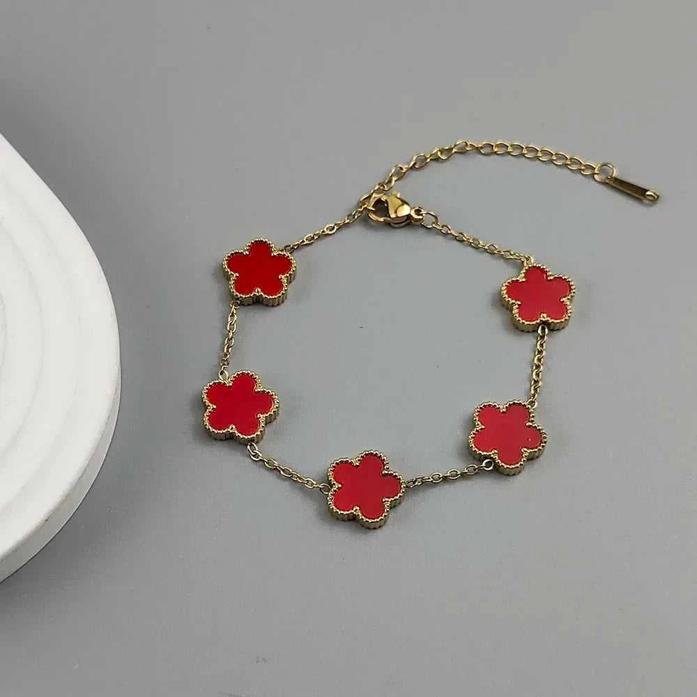 Hot Sale Stainless Steel Plum Blossom Gold Plated Bracelet High Quality Five Leaf Flower Jewelry Simple for Woman Gift Clover The jack market .AU The jack market .AU Jewellery & Chains $ 47 200000639:1438;200001034:6145#red2