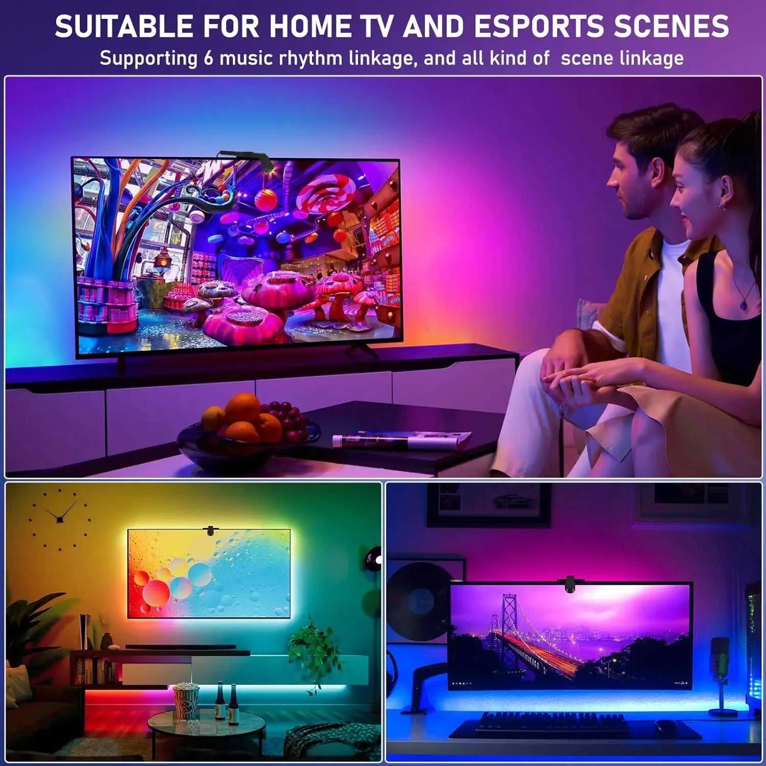 LED TV Backlight Strip with Camera Sync to 55-85 Inch TVs Smart RGB-IC LED Strip Lights for Gaming Room 55-85inch Ambient Light The jack market .AU The jack market .AU Home $ 76 136:200002572#12.5FT for 55-65in