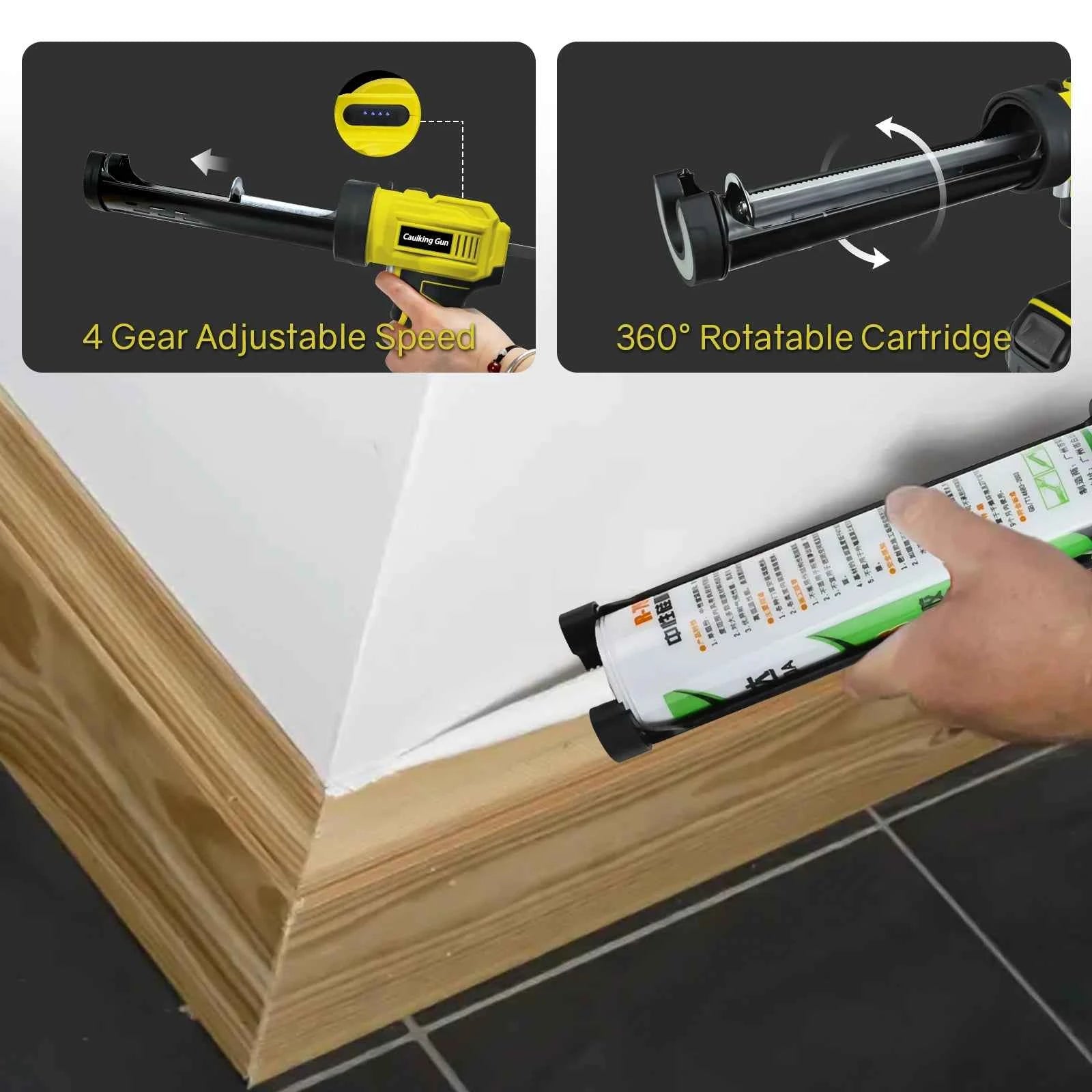 Dewalt Cordless Caulking Gun - 10Oz Electric Silicone Gun with 4 Speeds & LED Light (Battery Not Included)