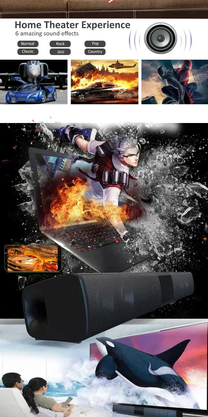 40W Soundbar TV Portable Bluetooth-compatible Speaker Sound Bar Wireless Column Home Theater Sound System RCA AUX For TV PC The jack market .AU The jack market .AU Accessories Electronics $ 95 14:347#BS28A 330x50x50mm