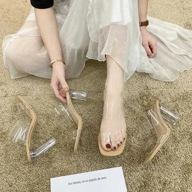 Transparent High Heels Women Square Toe Sandals Summer Shoes Woman Clear High Pumps Wedding Jelly Buty Damskie Heels Slippers The jack market .AU The jack market .AU Step Up Your Style: Trendy Shoes for Every Occasion! $ 72 14:193#Apricot color 5CM;200000124:100013888