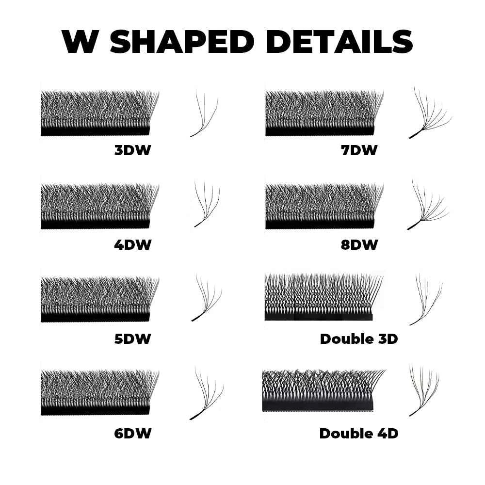 FADVAN W Shape 5D Cluster Lashes - 10Pcs Soft Natural Eyelash Extensions, 0.07mm, Perfect for Professionals