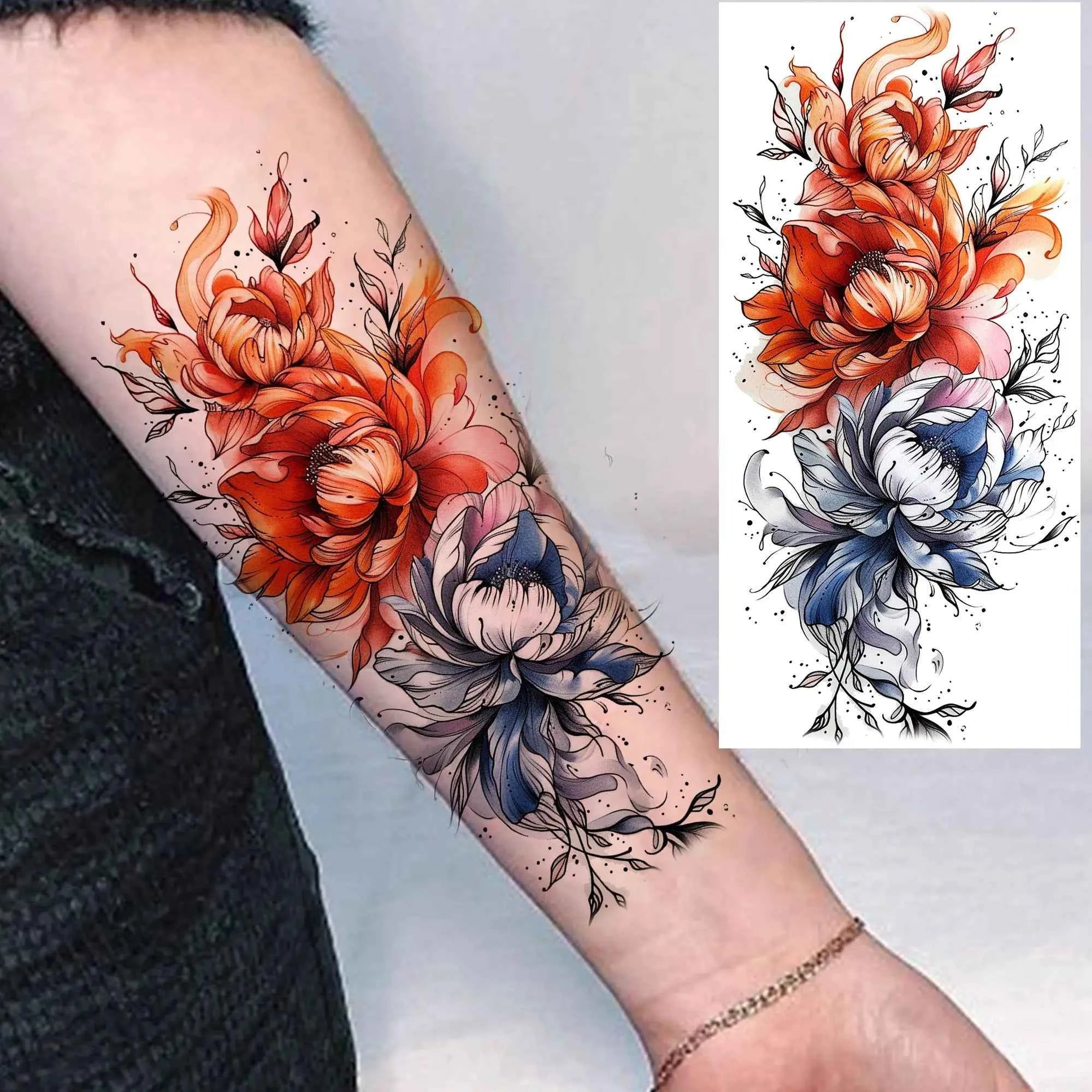 1 Sheet Flying Birds Flowers Book Temporary Tattoos For Women Waterproof Realistic Floral Animals Fake Tattoo Sticker Last Long