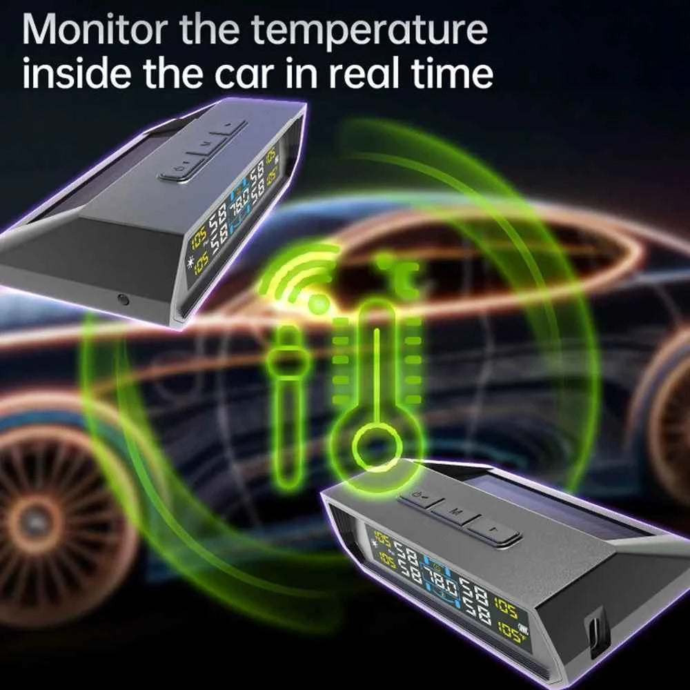 Universal Auto Security Alarm Systems In Car Temperature Display Car Tire Pressure Monitoring System USB / Solar TPMS