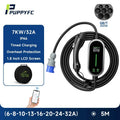 Puppyfc 7KW 32A Smart WiFi Portable EV Charger Type1/Type2 Home Electric Vehicle Charging Station with CEE Plug