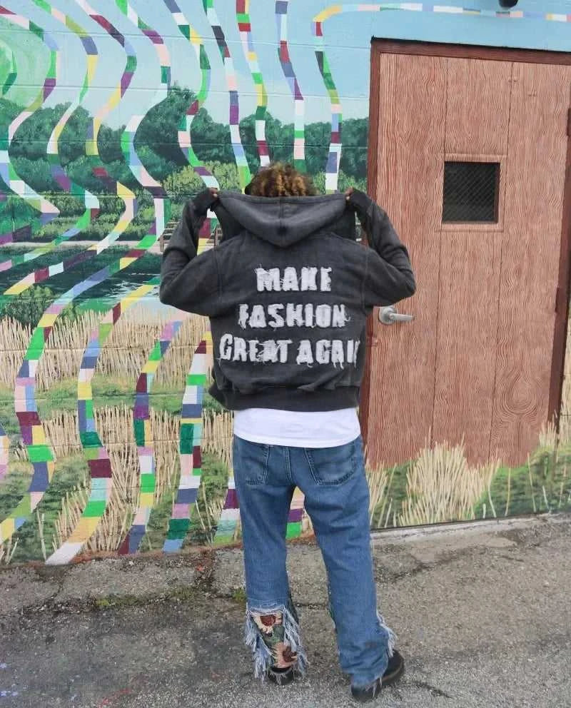Gothic Fashion New Letter Patch Cardigan Zipper Sweater Male Y2K Harajuku Vintage Hip Hop Popular Leisure Sports Couple Hoodies The jack market .AU The jack market .AU Men Fashion $ 53 14:365458#1;5:100014065