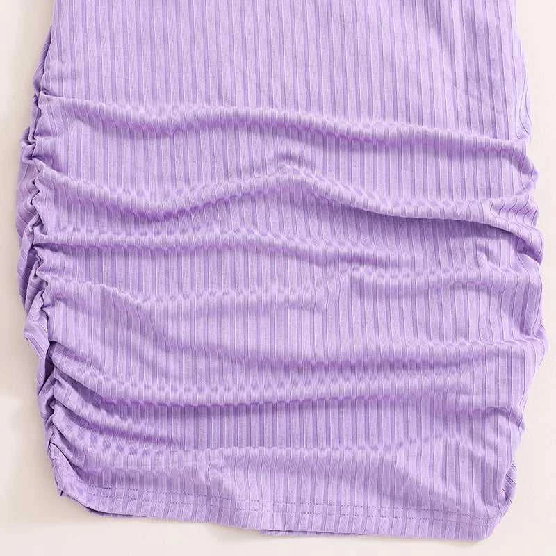 2024 Summer Girls Purple Sleeveless Vest Dress Preppy Style Outifits Holiday Vacation Party Daily Casual Cute Sporty style