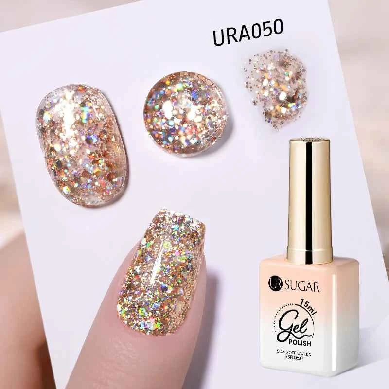 UR SUGAR 15ml  Autumn Winter Red Cat Magnetic Gel Nail Polish White Dopamine Nail Sparkling Glitter Soak Off UV LED for Manicure