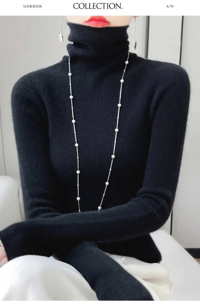 100% Merino Wool Long-sleeved Turtleneck Pullover Women's Autumn Winter Slim Sweater Basic Women's Clothes Cashmere Sweater The jack market .AU The jack market .AU Woman Fashion $ 75 14:1052#black;200007763:201336100;5:4182