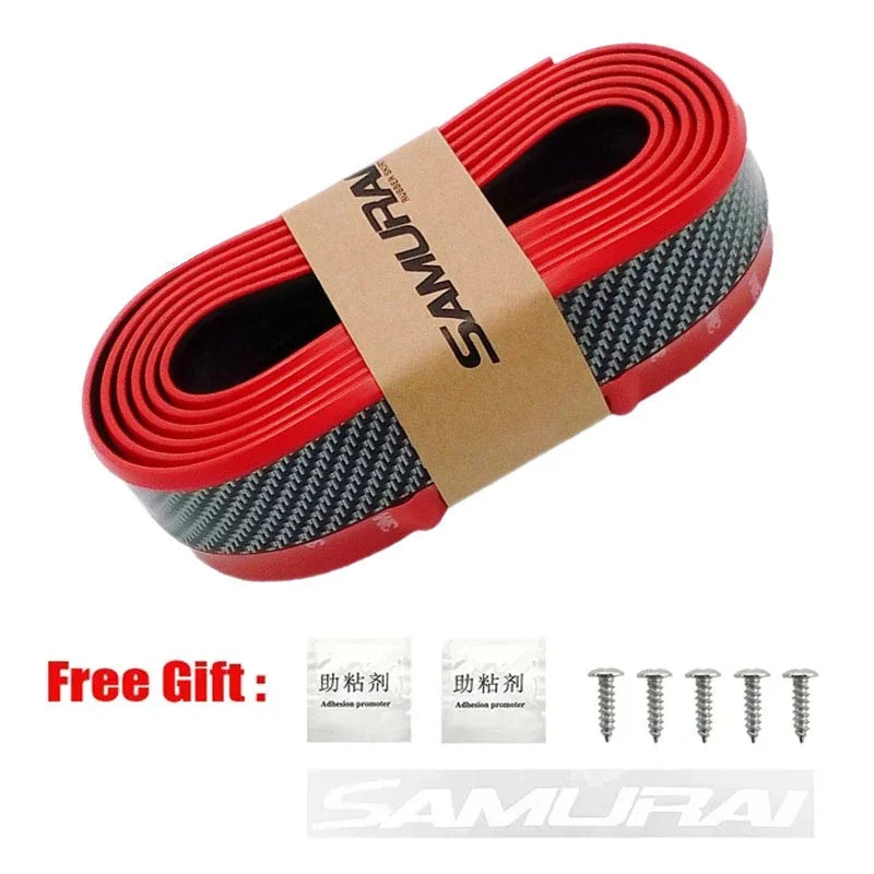 2.5M Car Front Bumper Lip Protector Carbon Fiber Rubber Splitter Chin Spoiler Side Skirt Rubber Anti Scratch Protector Body Kit