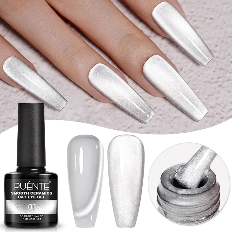 PUENTE Cat Eye Magnetic Gel Nail Polish - Vibrant Starry Galaxy Effect, Soak Off UV, 7.5ML