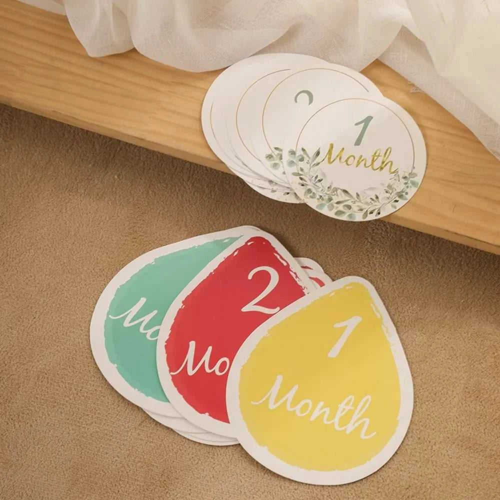 Baby Bear Milestone Number Monthly Memorial Cards Newborn Birthday Gifts Souvenir Newborn Birth Photo Photography Accessories