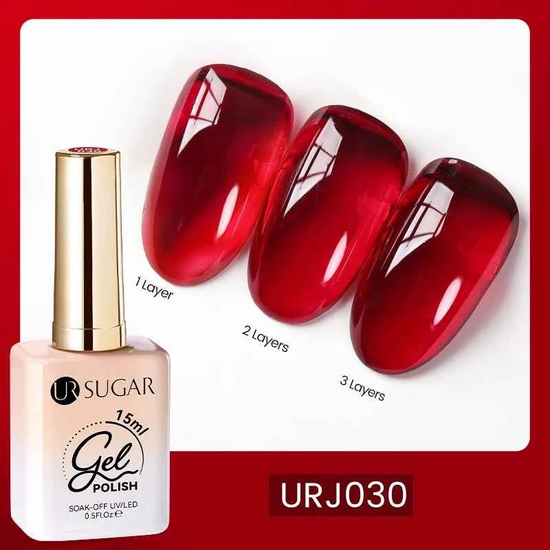 UR SUGAR 15ml  Autumn Winter Red Cat Magnetic Gel Nail Polish White Dopamine Nail Sparkling Glitter Soak Off UV LED for Manicure