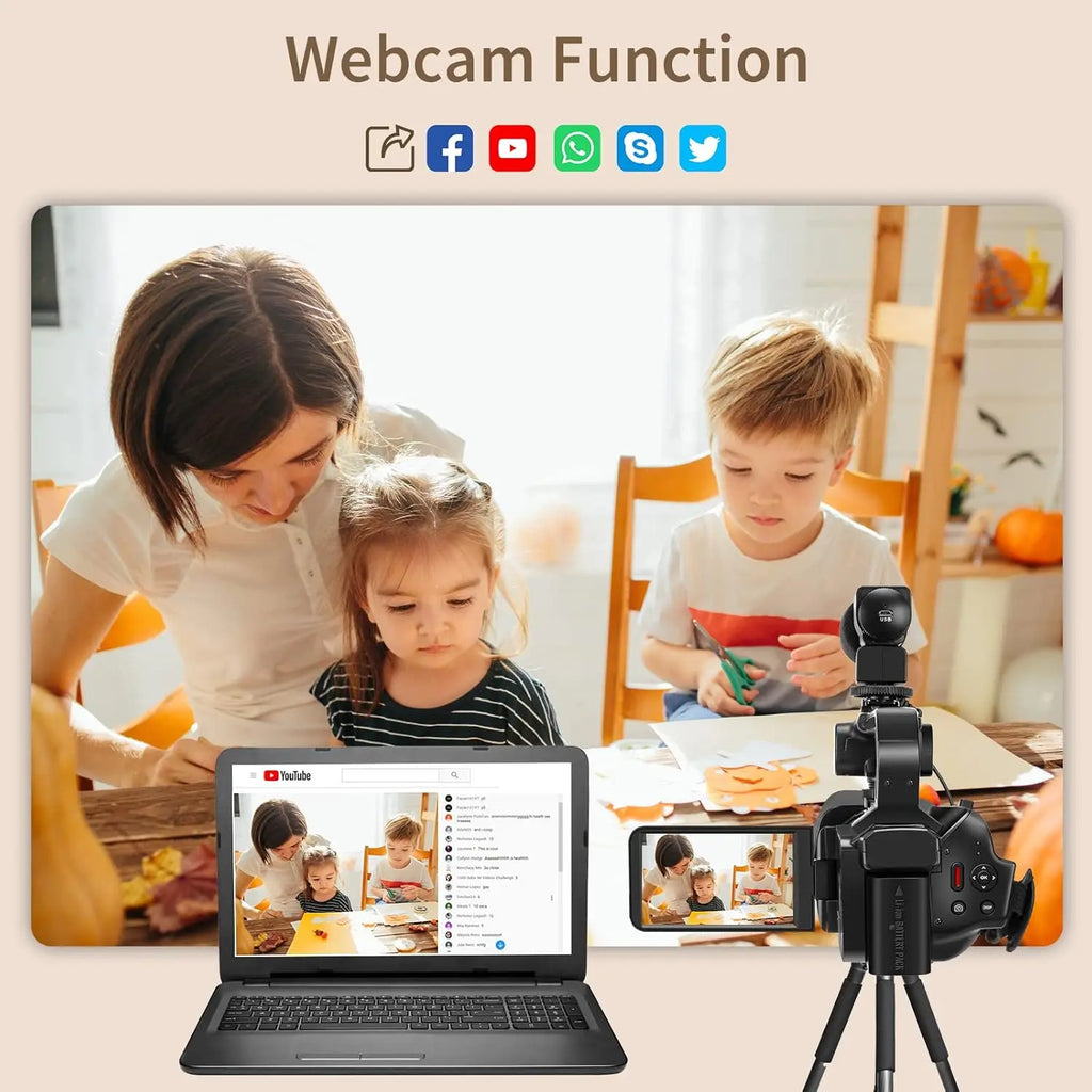 4K Professional Video Cameras for Photography 64MP Ultra HD 18X Digital Zoom Camcorders YouTube Live Streaming Vlog Recorder