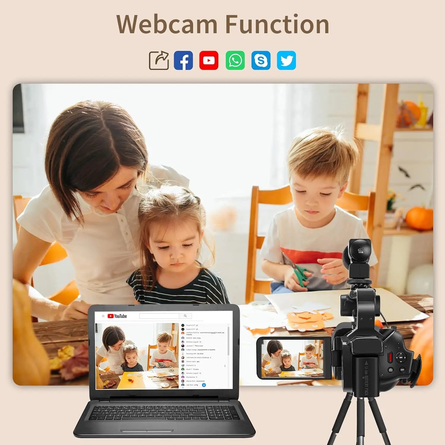 4K Professional Video Cameras for Photography 64MP Ultra HD 18X Digital Zoom Camcorders YouTube Live Streaming Vlog Recorder