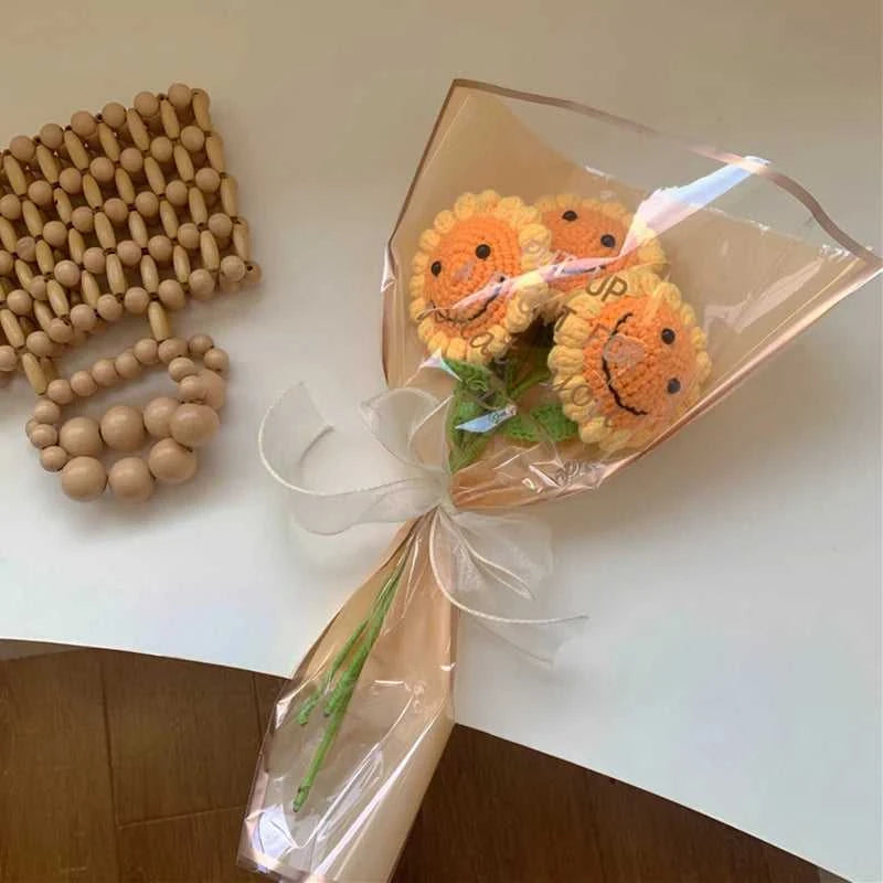 Sunflower Crochet Flower Artificial Hand Woven Flowers Finished Girasol Crochet Plants Wedding Guest Gifts Desktop Decoration The jack market .AU The jack market .AU $ 23 14:200013901#S27