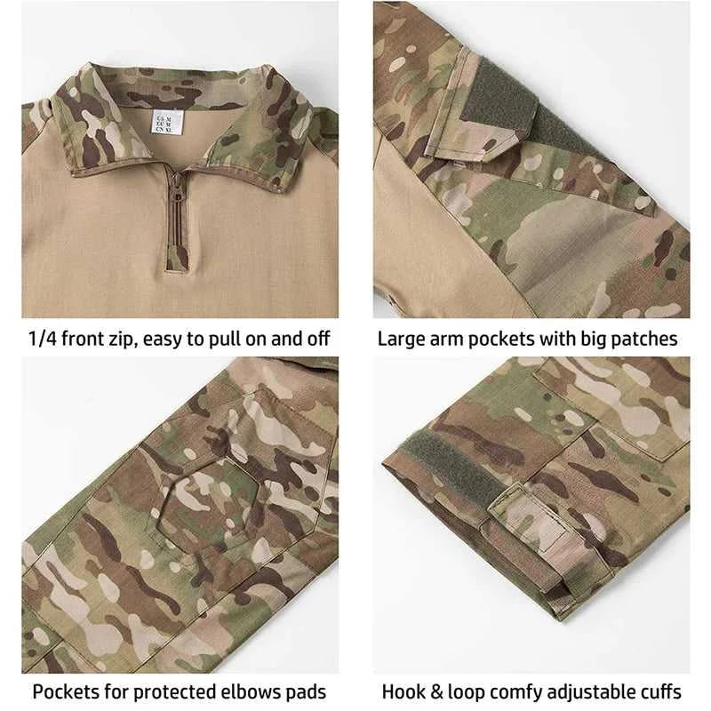Men's Camouflage Tactical Shirt 1/4 Zip Long Sleeve Combat T Shirt Cotton Camo Uniform Airsoft Shirts The jack market .AU The jack market .AU Men Fashion $ 48 14:365458#CP;5:4182#CN XXL