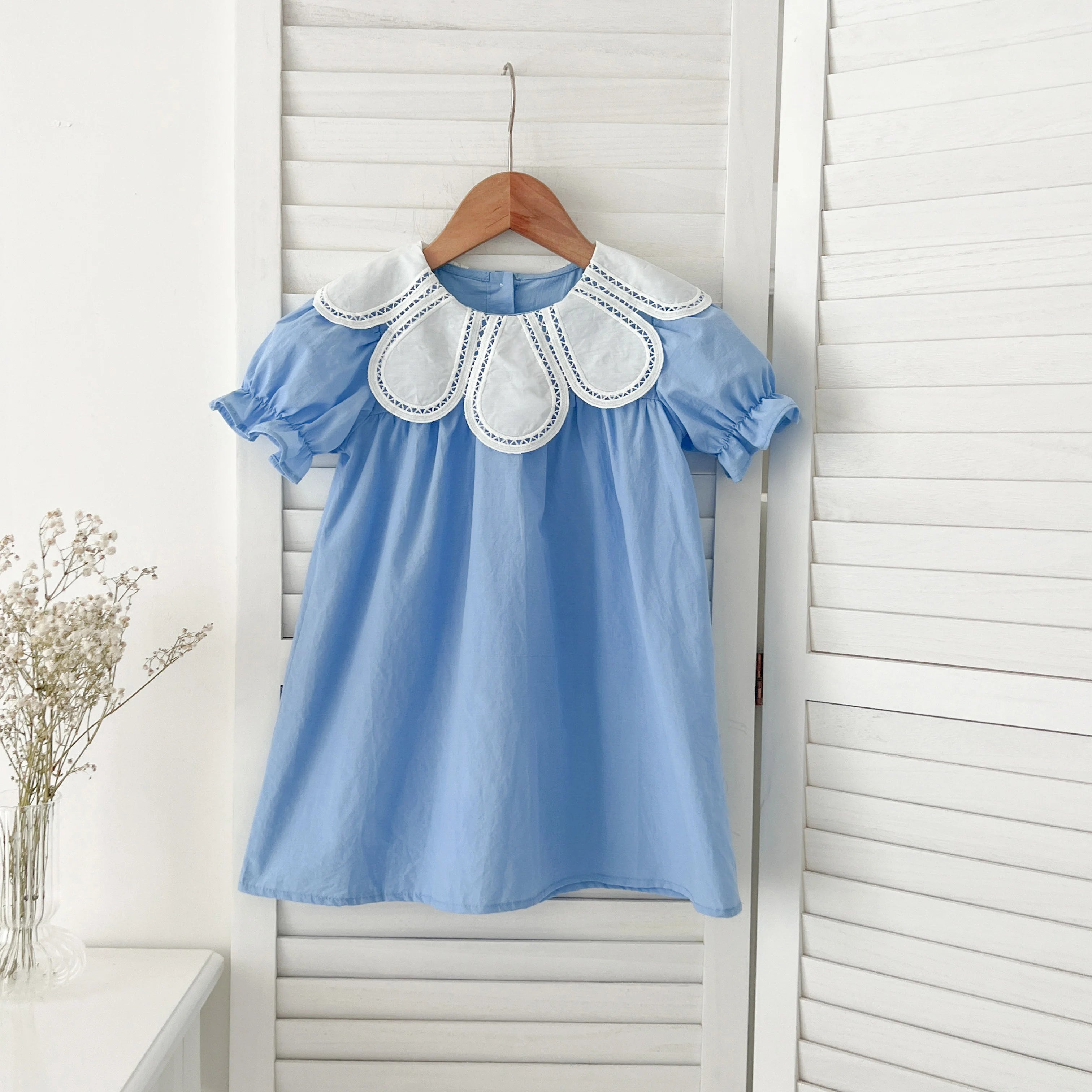 Sisters Dress Summer Kids Princess Dresses Short Sleeved Cotton Solid Color Splicing Infant Baby Romper Baby Girl Party Dress