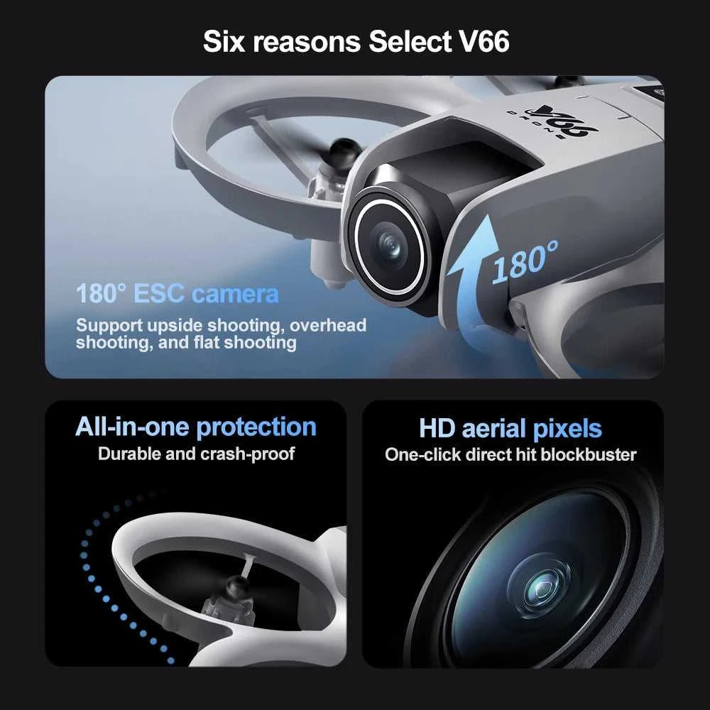 V66 Mini Drone 4K Profesional Dual Camera Headless Mode Obstacle Avoidance WiFi FPV Dron 360° Flip RC Quadcopter Toys for Kids The jack market .AU The jack market .AU Drones $ 85 14:10#Grayish White