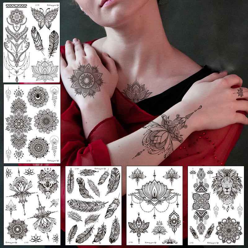 Henna Luxe Temporary Waterproof Tattoos - Sexy Body Art for 6 Months, Perfect for Festivals and Bold Self-Expression