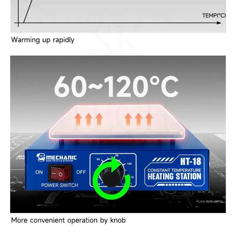 IntelliHeat Digital Heating Table - Quick & Stable Temperature Control for Flat & Curved LCD/OLED Screen Repairs