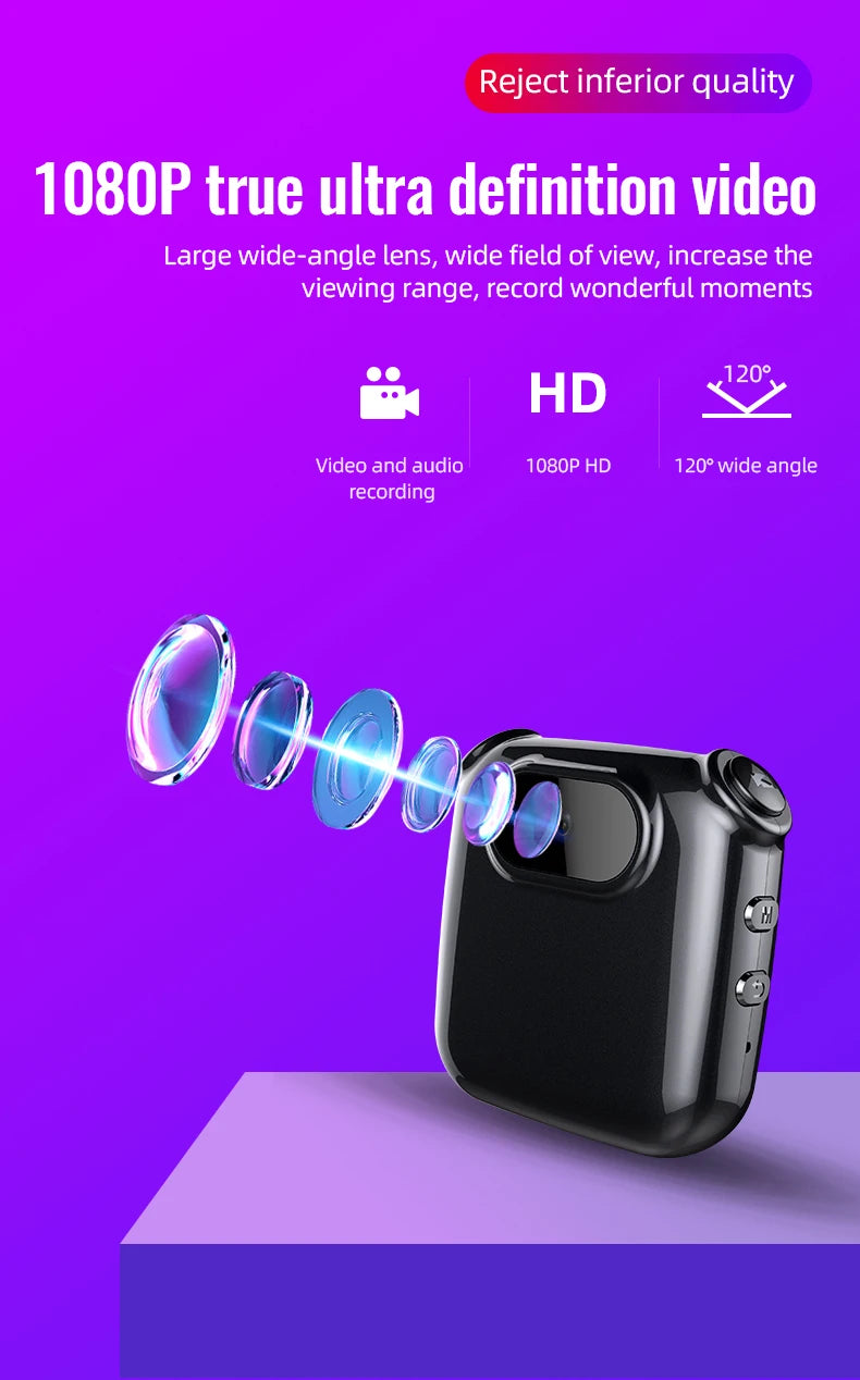 4-256GB Mini Clip Digital Camera Video Photo Audio Voice Recorder with Screen 1080P Bodycam Cam Smart Loop Recording Camcorder