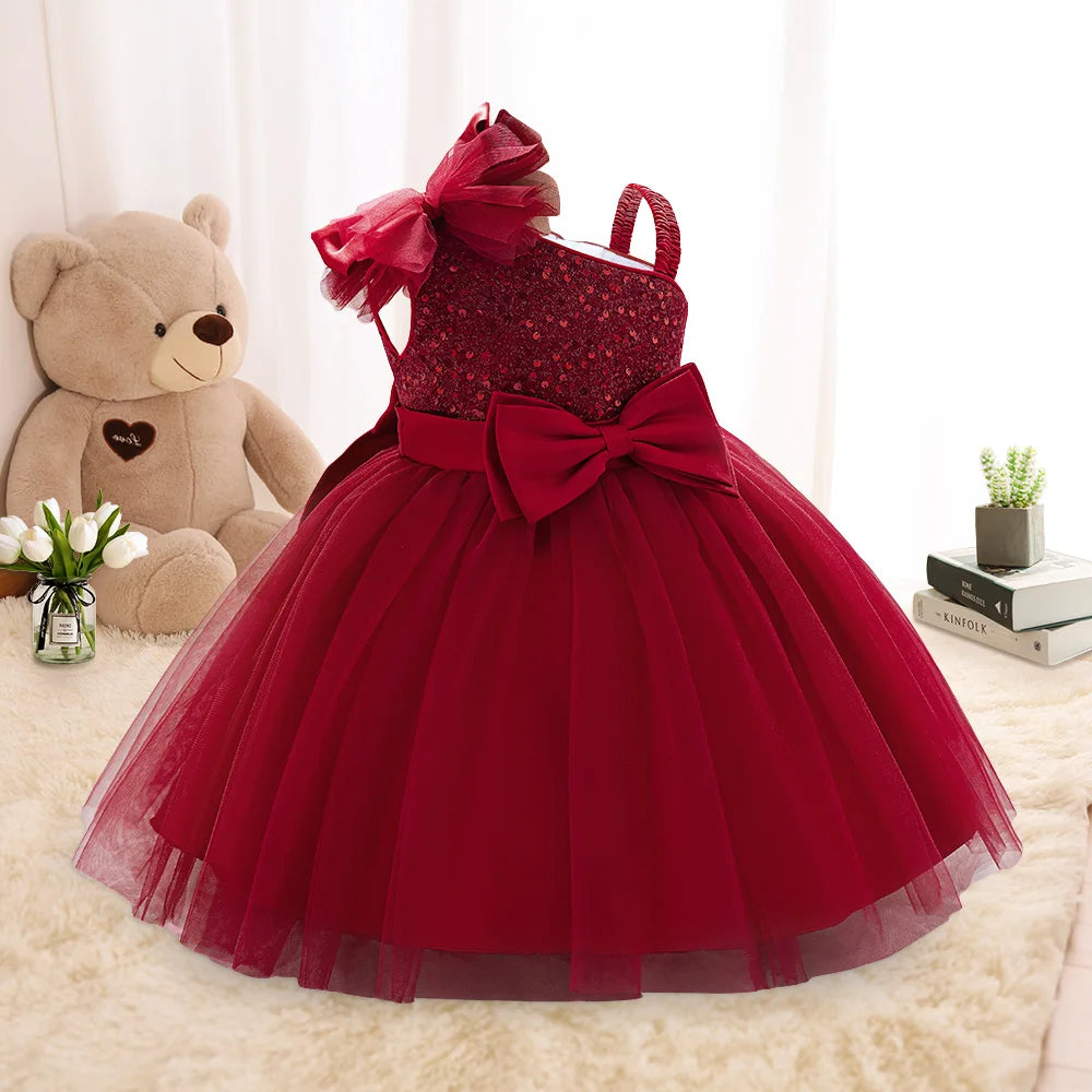 Toddler Tulle Party Baby Girl Dress Fashion 1st Birthday Wedding Prom Dresses Girls Clothes Infant Bow Evening Christmas Costume