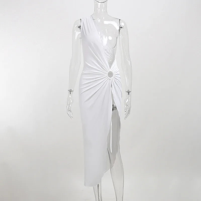 Women's One-Shoulder Asymmetric Beach Dress – Midi Bikini Cover-Up