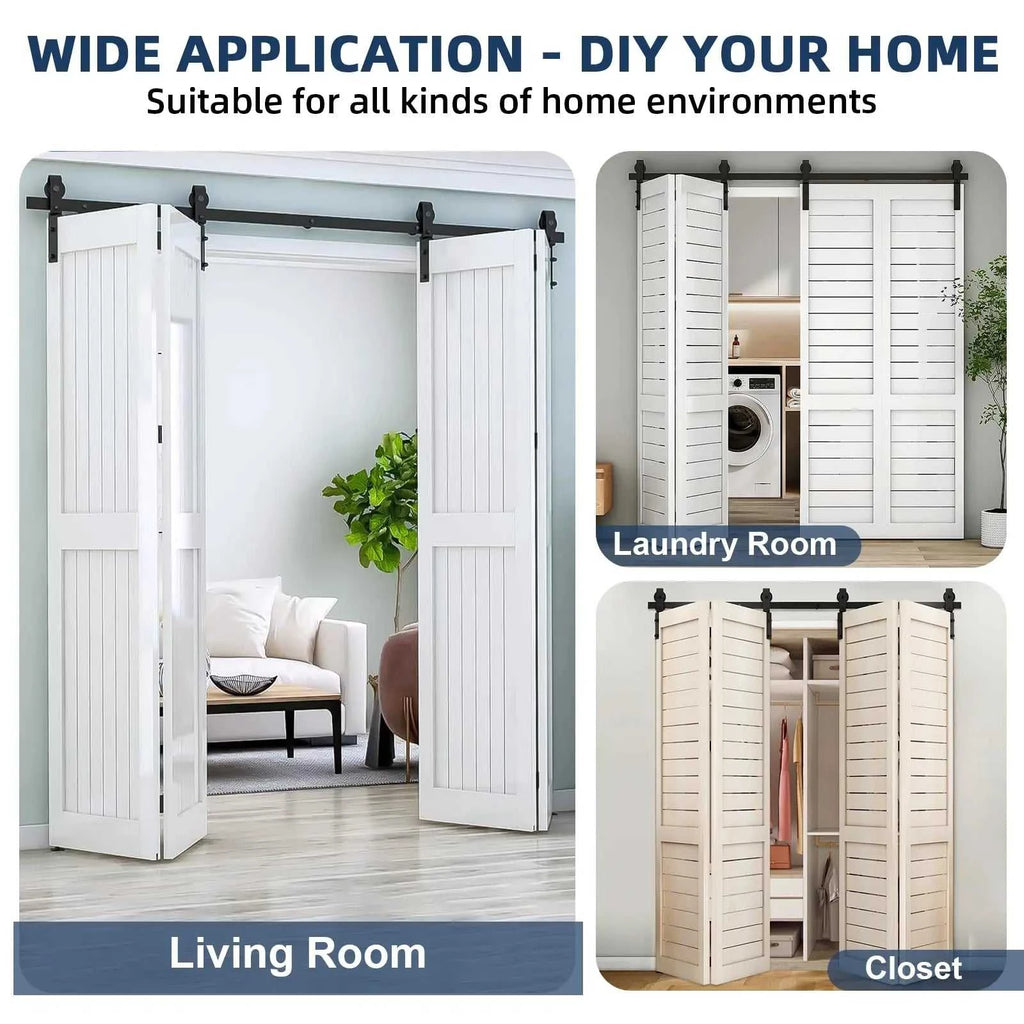 Heavy Duty Bi-Folding Sliding Barn Door Hardware Kit Quiet Side-Mounted Roller – 2/4 Bifold Doors For Closet Laundry Bedroom The jack market .AU The jack market .AU Home $ 131 14:365458#52in for 4 Doors;200007763:201336106
