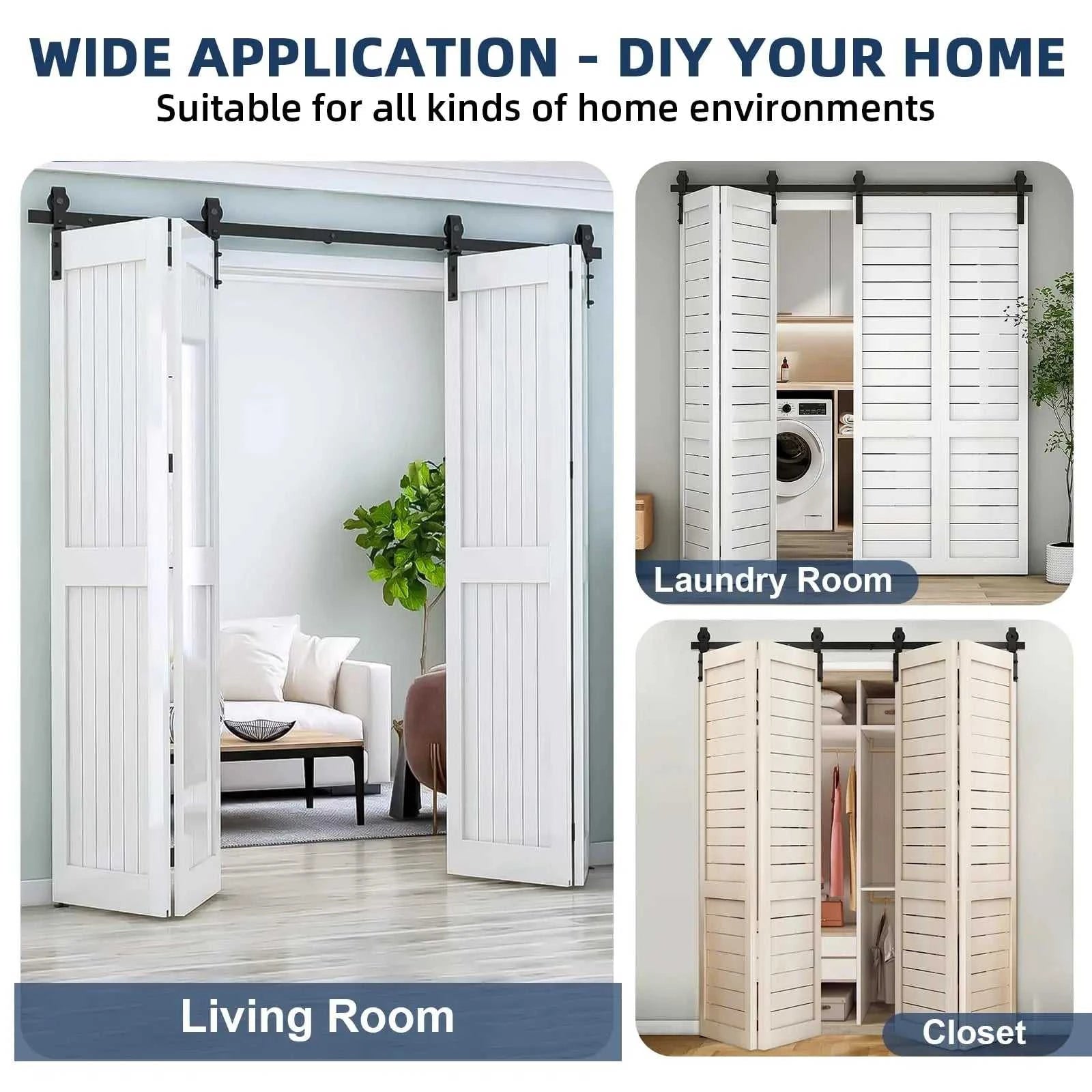 Heavy Duty Bi-Folding Sliding Barn Door Hardware Kit Quiet Side-Mounted Roller – 2/4 Bifold Doors For Closet Laundry Bedroom The jack market .AU The jack market .AU Home $ 131 14:365458#52in for 4 Doors;200007763:201336106