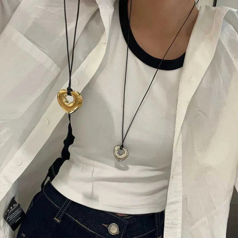 Fashion Spiral Heart-Shaped Pendant Necklace for Women Adjustable Long Black Wax Rope Clavicle Chain Charm Couple Birthday Gift The jack market .AU The jack market .AU Jewellery & Chains $ 48 200001033:200003757#5