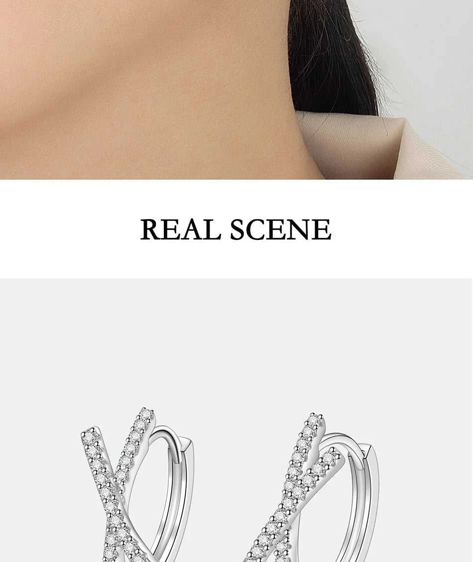 PERFANY 0.28CT Full Moissanite Hoop Earrings Women S925 Pure Silver Cross Design Laboratory Diamond Fashion Jewelry Party Gift The jack market .AU The jack market .AU Jewellery & Chains $ 82 200001034:361180#Total-0.28CT