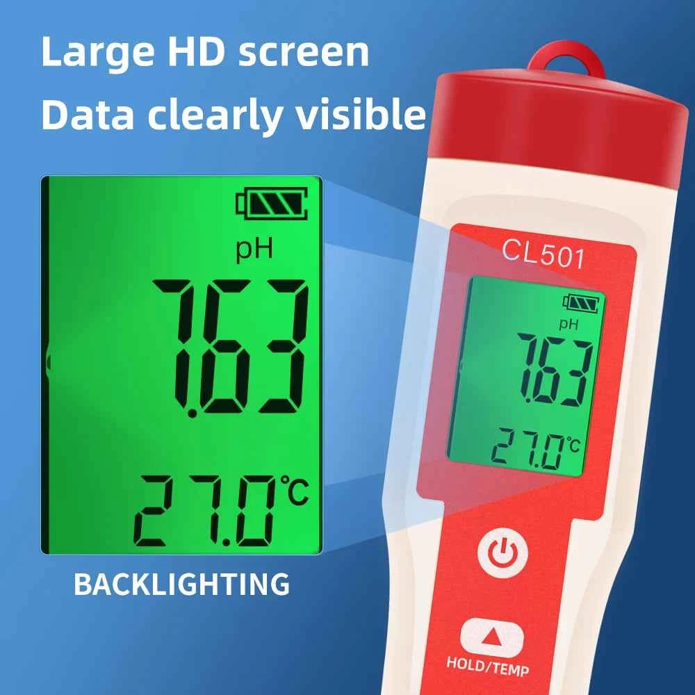 Multifunctional Chlorine Testing Pen 2/3/4/5 in 1 Water Quality Tester CL2 TEMP pH H2 ORP Measuring For Aquarium Swimming Pool