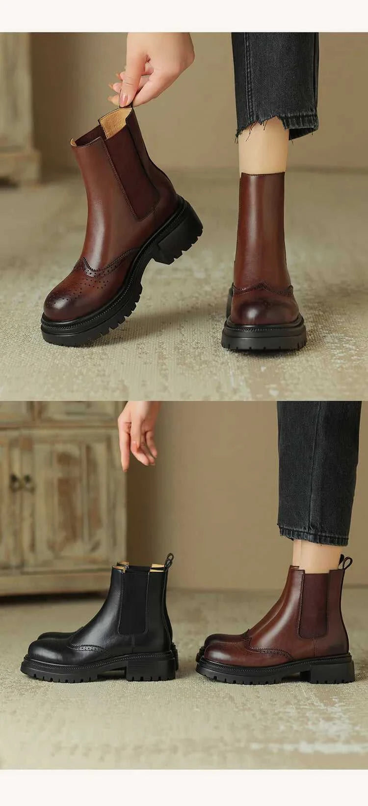 NEW Autumn Boots Women Split Leather Shoes for Women Round Toe Chunky Heel Women Boots Winter Black Chelsea Boots сапоги женские The jack market .AU The jack market .AU Step Up Your Style: Trendy Shoes for Every Occasion! $ 131 14:365458#Brown;200000124:100010481