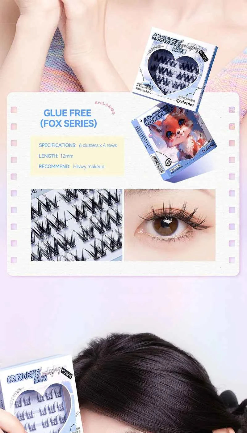 Animal Series No-Glue False Eyelashes - Natural Curl & Volume, Easy Application for Beginners
