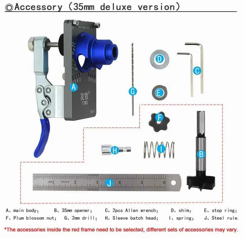 Woodworking Upgrade 35mm Concealed Hinge Jig Kit Hinge Boring Jig Drilling Guide Locator for Face Frame Cabinet Cupboard Tools