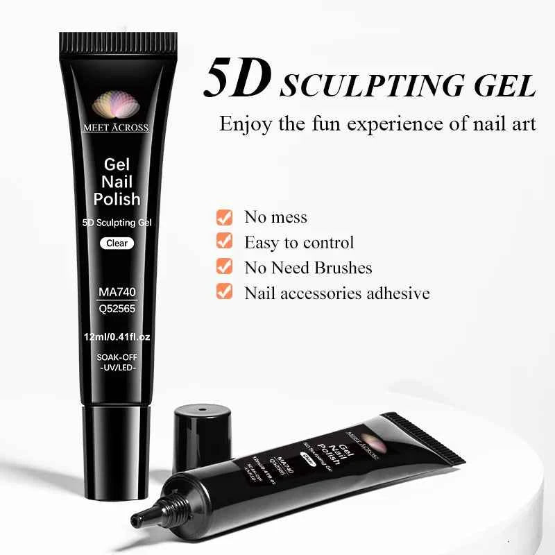 1/2/3pcs 12ml 5D Sculpting Gel Polish Nail Art Modeling Gel Waterproof Sculpting gel Nail Art 3D Design Gel for Carvings & Shape