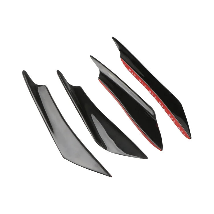 4pcs Universal Car Front Bumper Lip Fin Splitter Body Spoiler Canards Spoiler Car Tuning Canard Decor Black Carbon Fiber