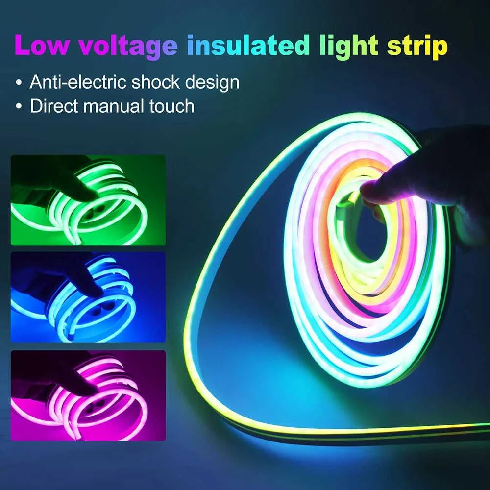 12V 24V RGB Neon Light LED Strip Addressable WS2811 84LEDs/m 6x12mm Flex Silicone Rope Rainbow Lamp Home Decoration Waterproof The jack market .AU The jack market .AU Home $ 51 136:9131245839#12V 1m