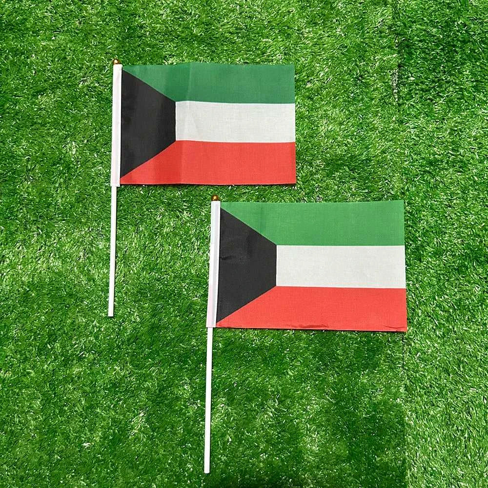 SKY FLAG Kuwait hand Flag 10/20/50/100pcs 21*14cm Kuwait Hand Waving Flags With plastic pole For Sports Activity Home Decor The jack market .AU The jack market .AU Home $ 25 14:100006363#20 pcs;5:202800807#14x21cm